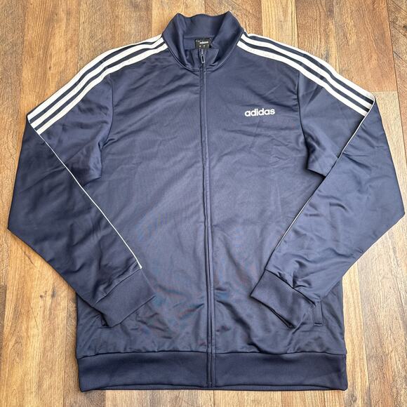 Adidas 3-Stripes Tricot Regular‎ Track Jacket Men's Large Blue Athletic Soccer - Picture 1 of 12
